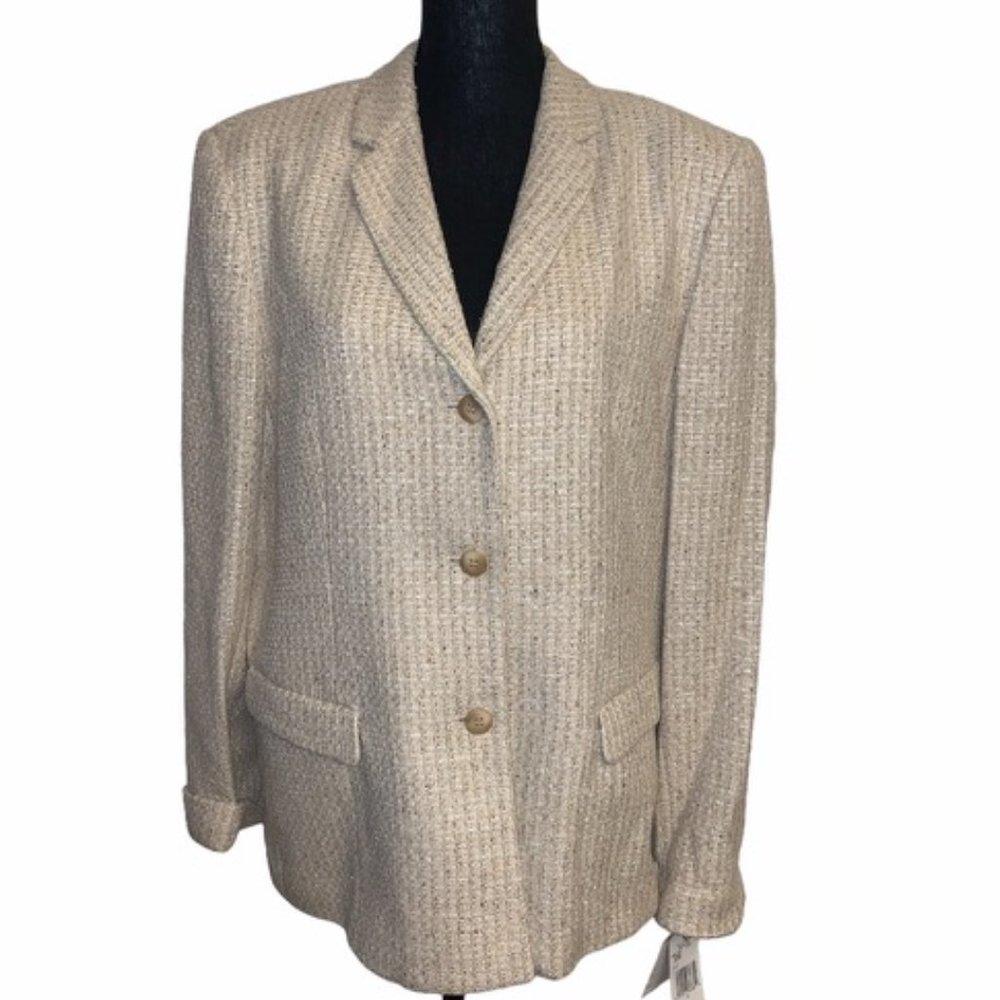 Jones NY Tan & Gold Tweed Blazer